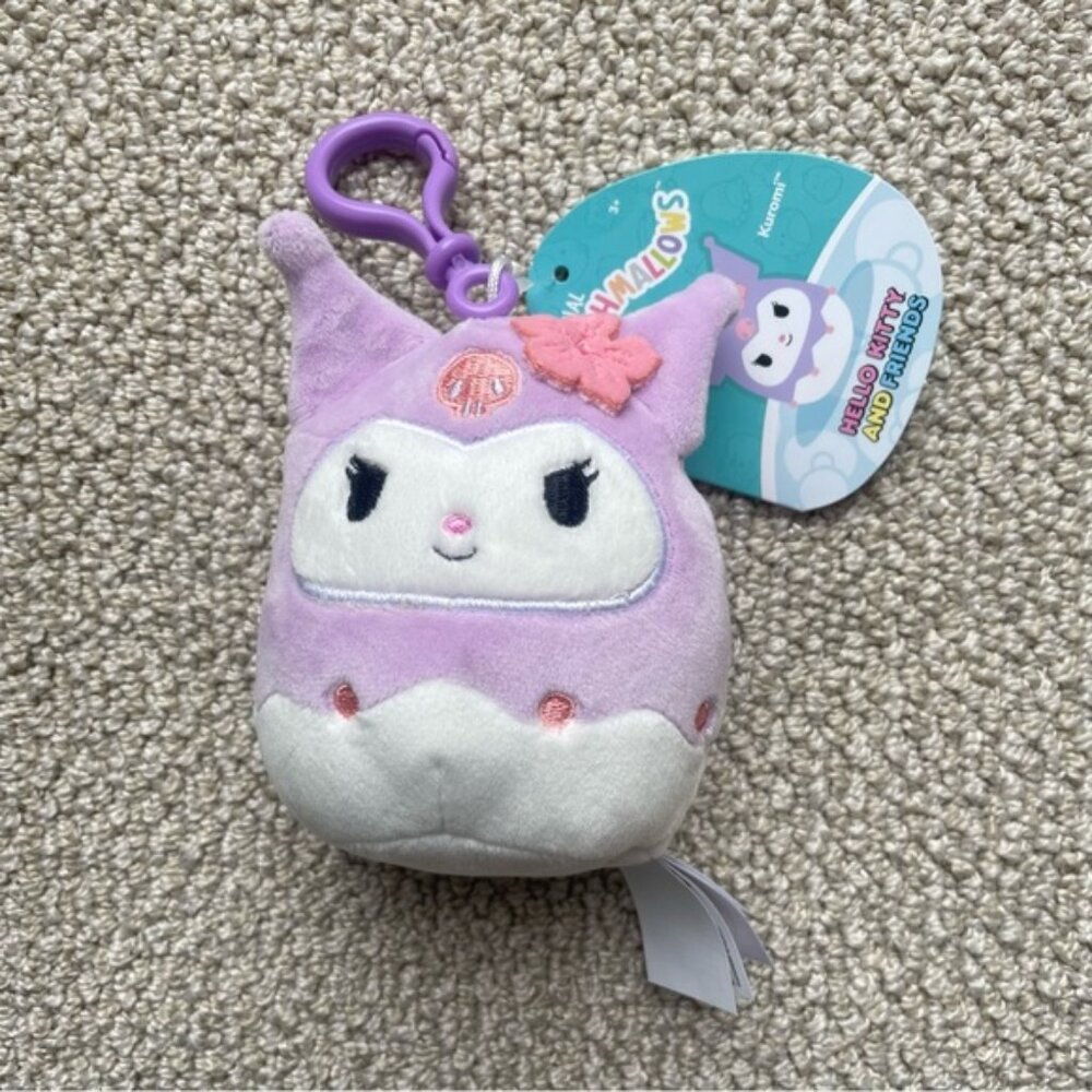 NWT Sanrio Hello Kitty KUROMI Purple Plush Clip Keychain 3.5” RARE NEW